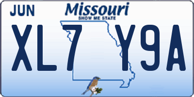 MO license plate XL7Y9A