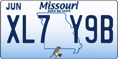 MO license plate XL7Y9B