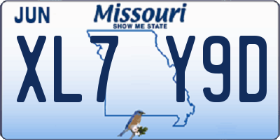 MO license plate XL7Y9D