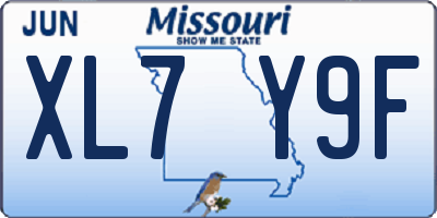 MO license plate XL7Y9F