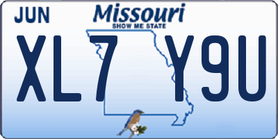 MO license plate XL7Y9U