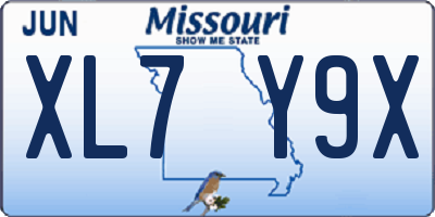 MO license plate XL7Y9X