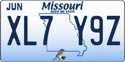 MO license plate XL7Y9Z