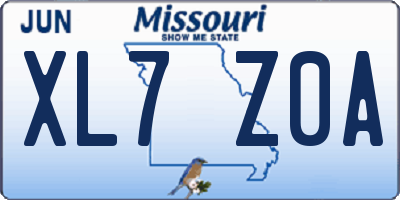 MO license plate XL7Z0A