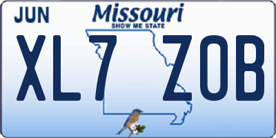 MO license plate XL7Z0B