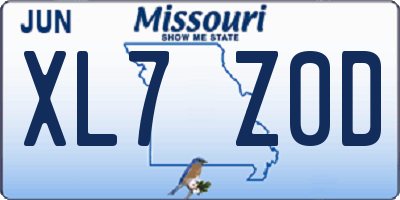 MO license plate XL7Z0D