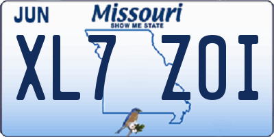MO license plate XL7Z0I