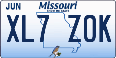 MO license plate XL7Z0K