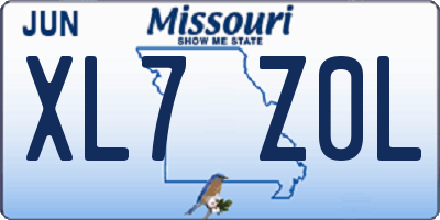 MO license plate XL7Z0L