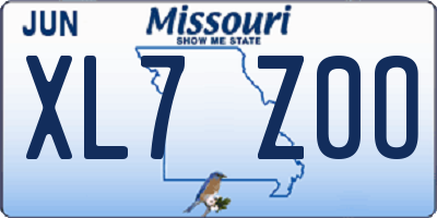 MO license plate XL7Z0O