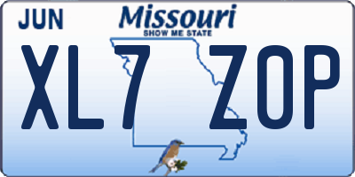 MO license plate XL7Z0P