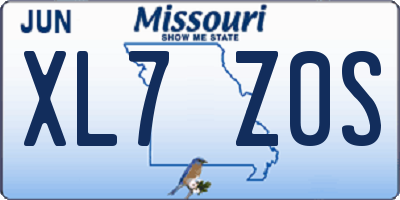 MO license plate XL7Z0S