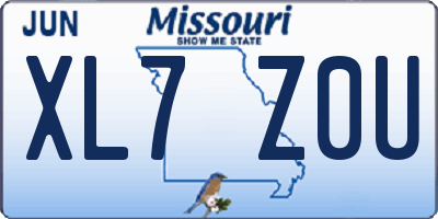 MO license plate XL7Z0U