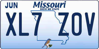 MO license plate XL7Z0V