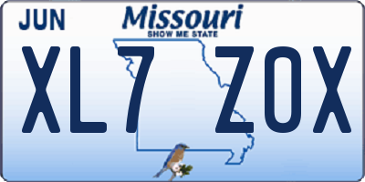 MO license plate XL7Z0X