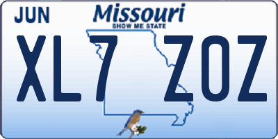 MO license plate XL7Z0Z