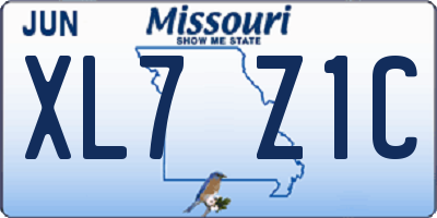 MO license plate XL7Z1C