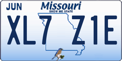 MO license plate XL7Z1E