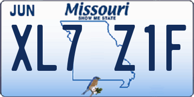 MO license plate XL7Z1F