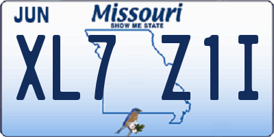 MO license plate XL7Z1I