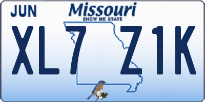 MO license plate XL7Z1K