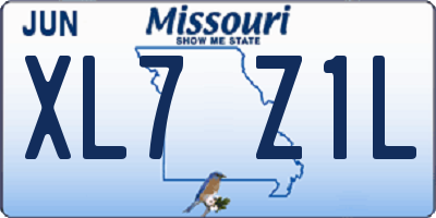 MO license plate XL7Z1L