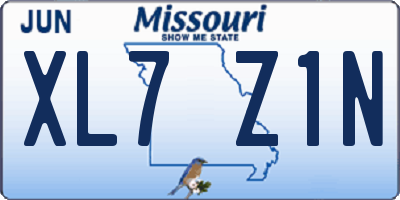 MO license plate XL7Z1N