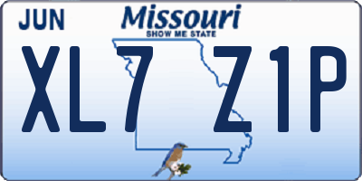 MO license plate XL7Z1P