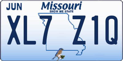 MO license plate XL7Z1Q