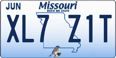 MO license plate XL7Z1T