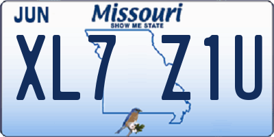 MO license plate XL7Z1U