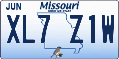 MO license plate XL7Z1W