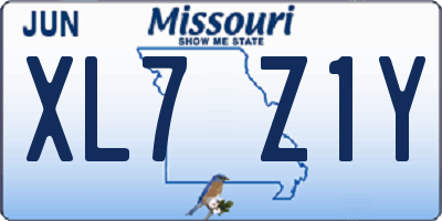 MO license plate XL7Z1Y