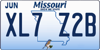MO license plate XL7Z2B