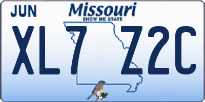 MO license plate XL7Z2C