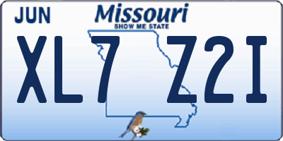 MO license plate XL7Z2I