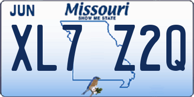 MO license plate XL7Z2Q