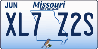 MO license plate XL7Z2S