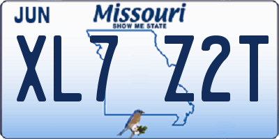 MO license plate XL7Z2T