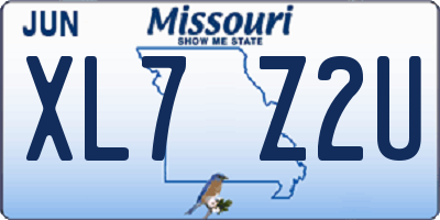 MO license plate XL7Z2U