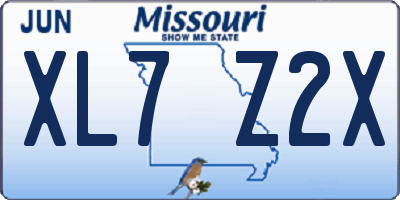 MO license plate XL7Z2X