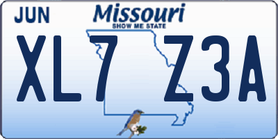 MO license plate XL7Z3A
