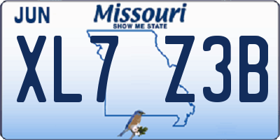 MO license plate XL7Z3B