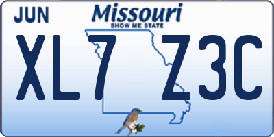 MO license plate XL7Z3C