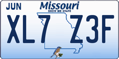 MO license plate XL7Z3F