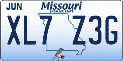 MO license plate XL7Z3G