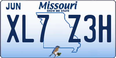 MO license plate XL7Z3H