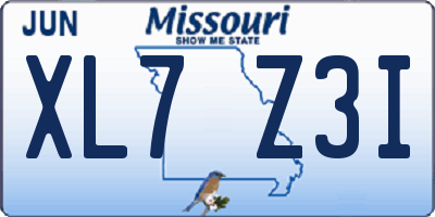 MO license plate XL7Z3I