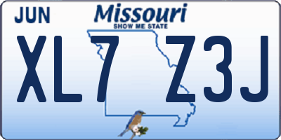 MO license plate XL7Z3J