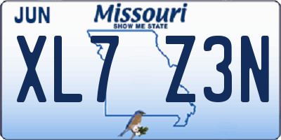 MO license plate XL7Z3N